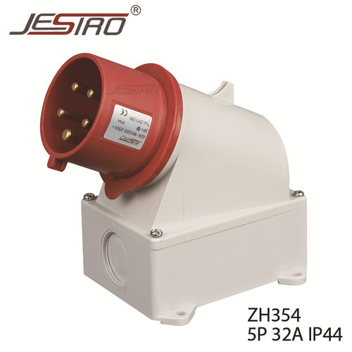 中穗 ZH354 IP44 5芯32A 400V 设备配套 5P 明装插头 尼龙阻燃