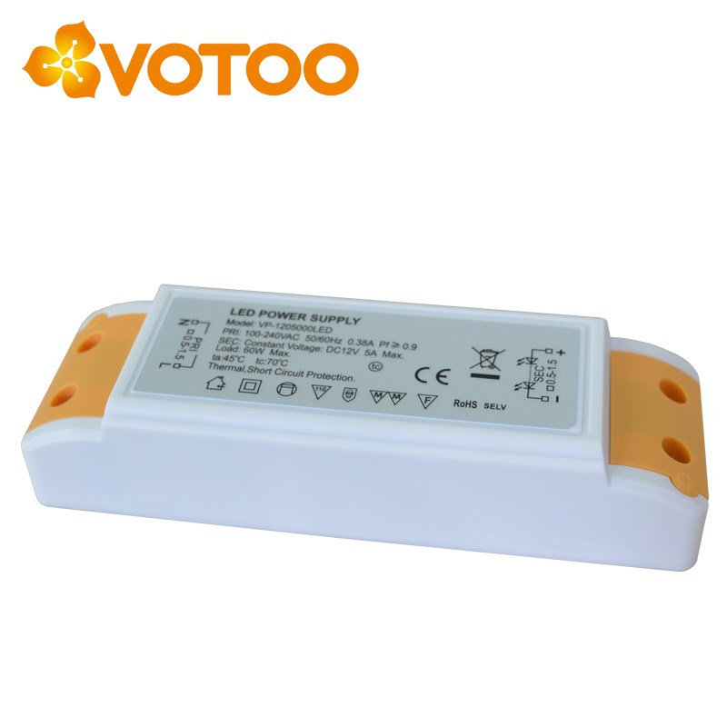 LED电源12V5A安规60W配套衣柜灯酒柜灯及橱柜灯用恒压LED驱动电源