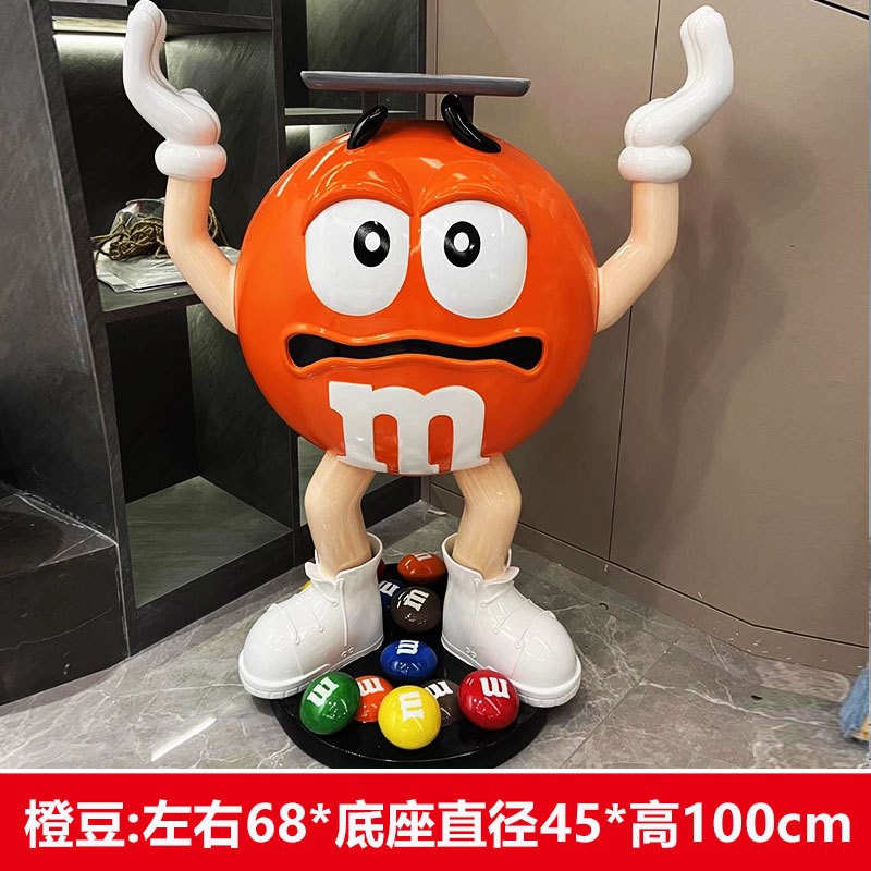 网红落地大摆件mm豆人公仔装饰客厅电视柜旁边大型托盘置物雕塑