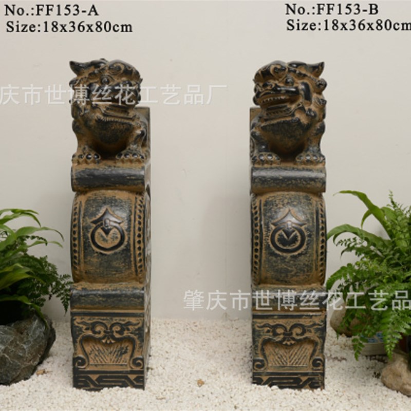 仿真拴马桩狮子拴马柱子中式栓马柱室内外庭院摆件