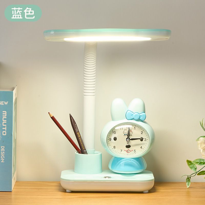 LED护眼学习台灯小学生写字灯书桌卡通可爱时钟台灯宿舍床头台灯