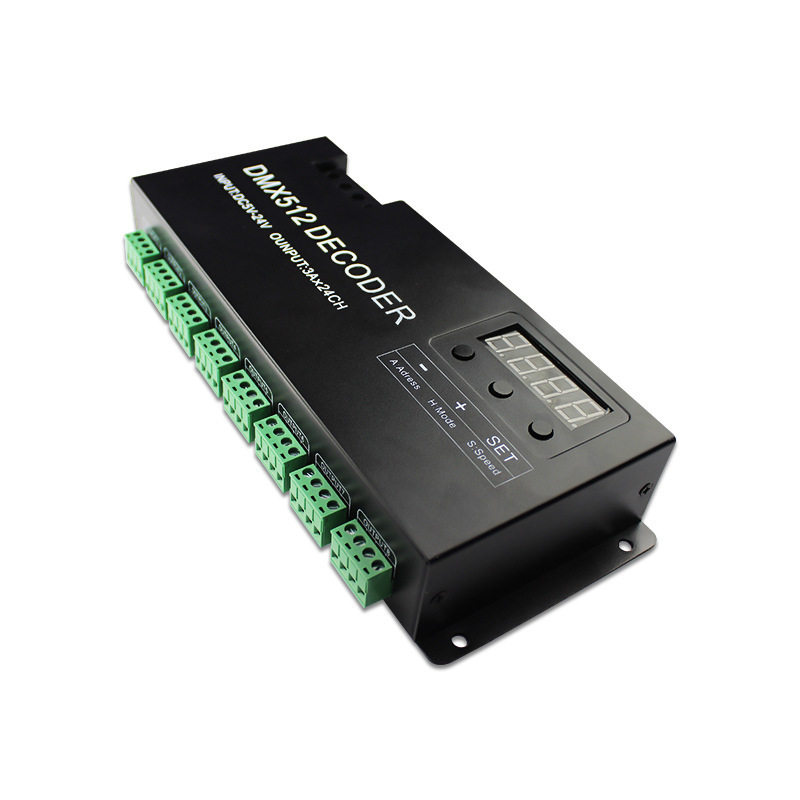 厂家直销24通道DMX512控制器RGB灯带控制器DMX解码器全彩控制器