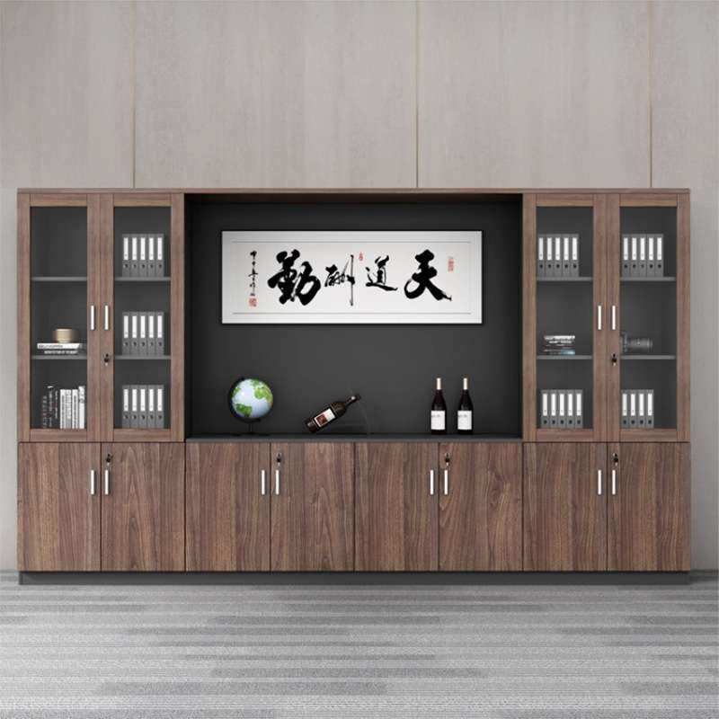 玻璃档案柜资料柜文件柜6门家具办公柜木质书柜带锁安全工厂直销