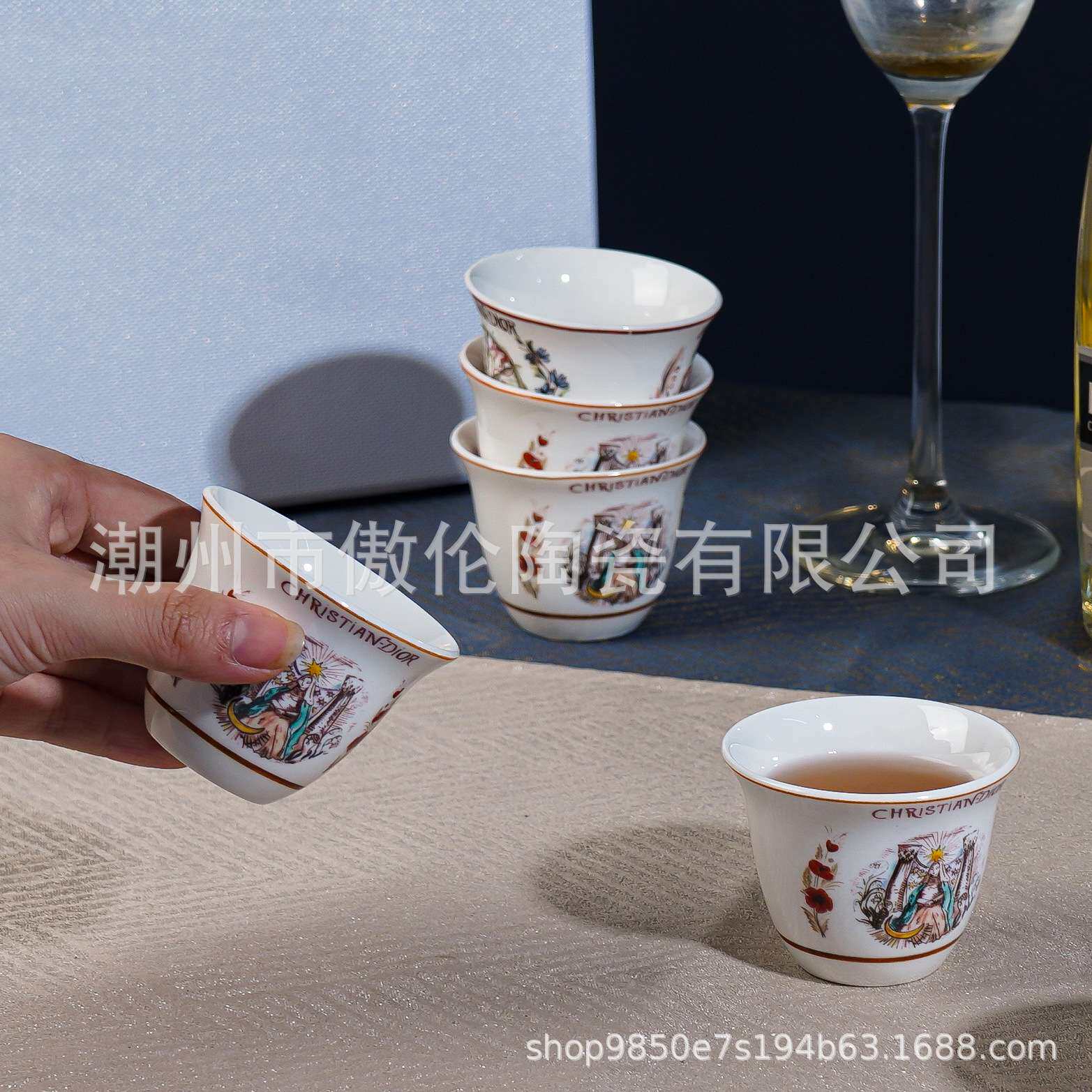 日月星辰骨瓷小号6小茶杯土耳其浓缩咖啡杯60ml复古小杯子6件套装