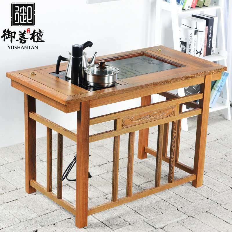 新中式茶桌鸡翅木阳台移动小茶几泡茶桌椅组合办公家用实木小茶桌