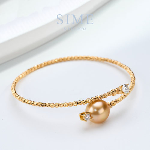 【宝藏珠宝】S925银海水金珠设计手镯10-11mm