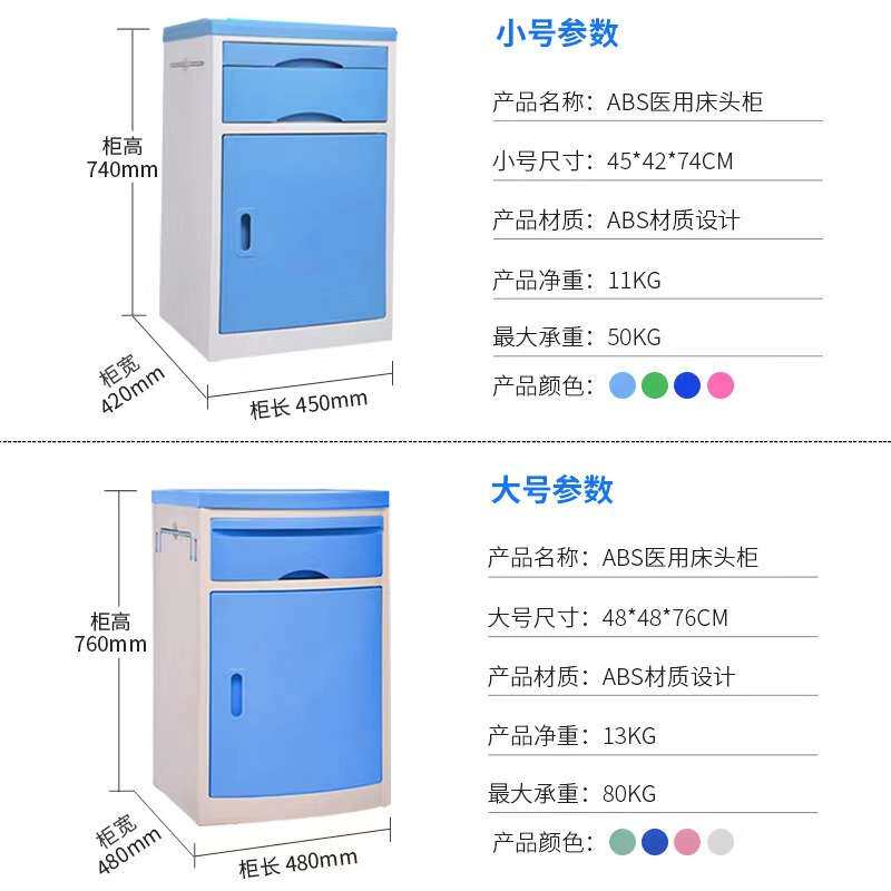 ABS塑料加厚床头柜颗粒板多功能床头柜不锈钢面适老化木质床头柜
