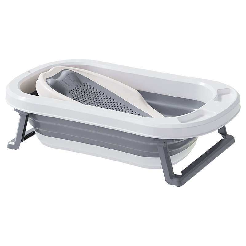 彩盒跨境感温婴儿折叠浴盆套装宝宝洗澡盆浴盆Baby bathtub 7set