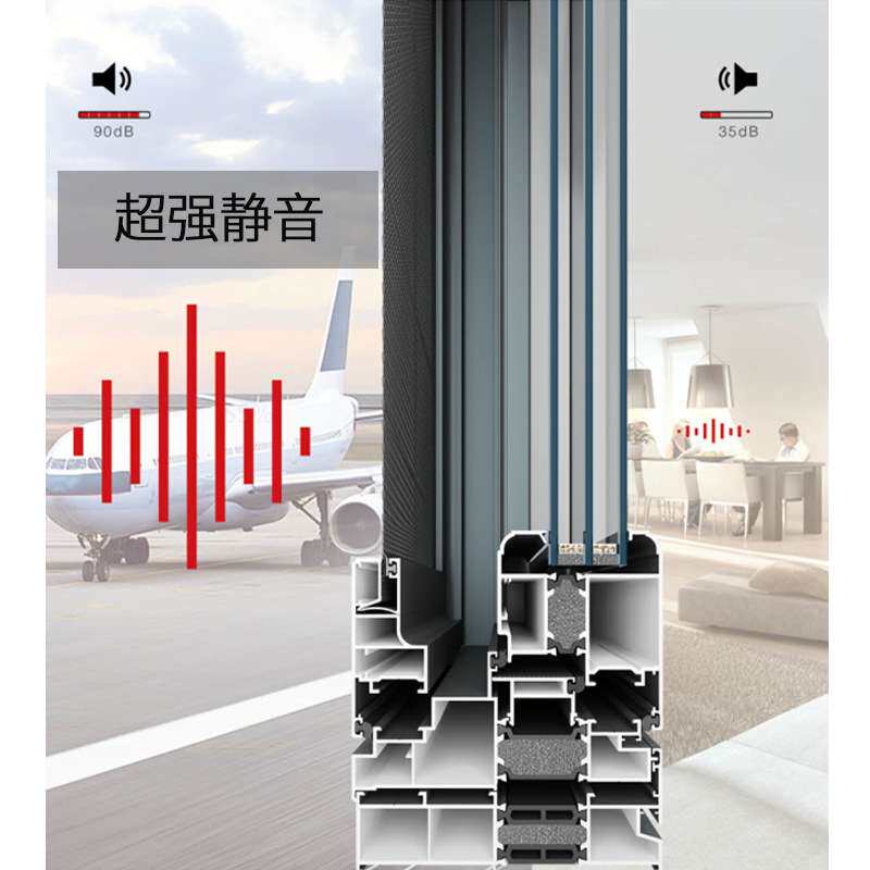 江门别墅隔声断桥铝窗户内开窗纱一体平开窗防盗防噪隔热铝合金窗