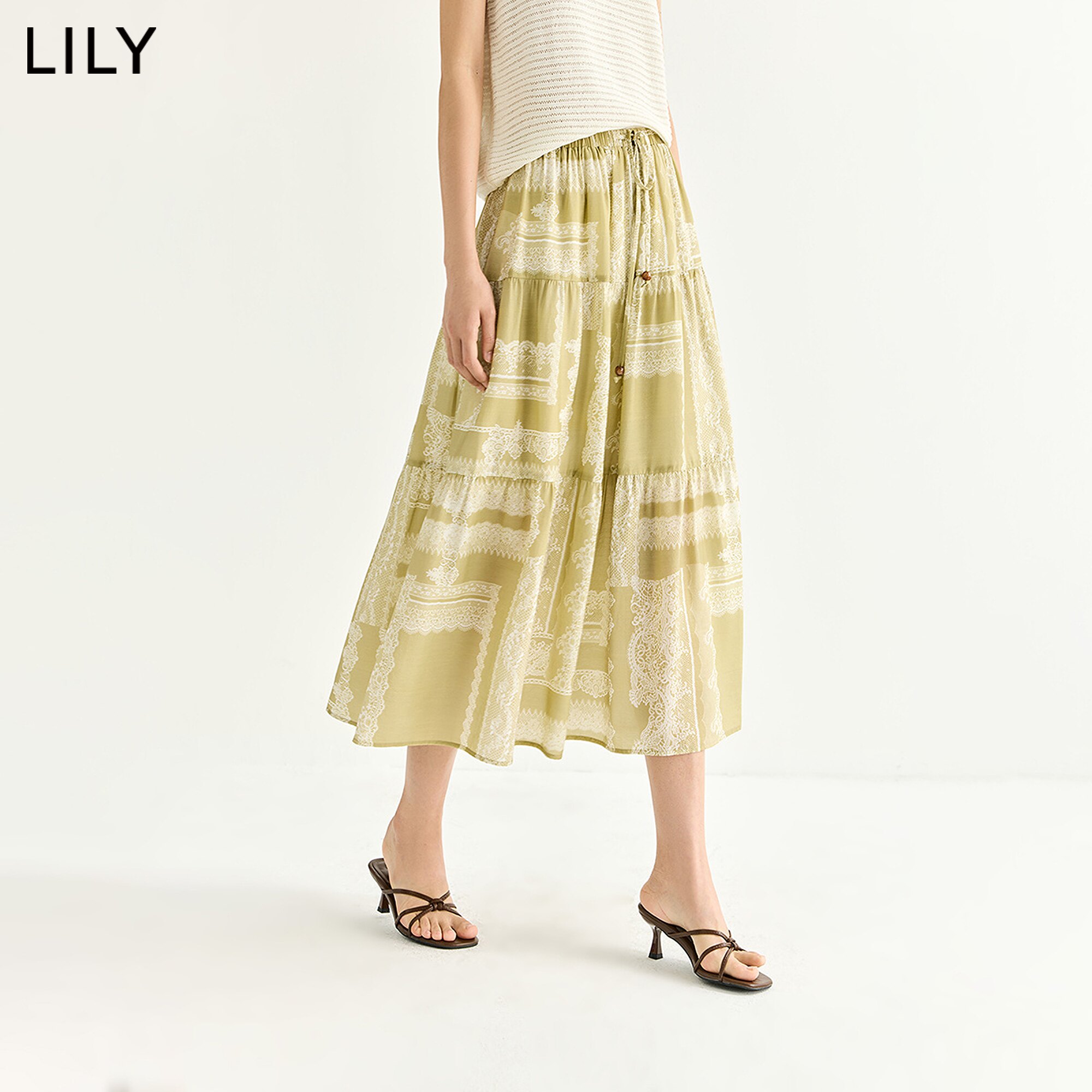 LILY夏新款波西米亚蕾丝蛋糕裙