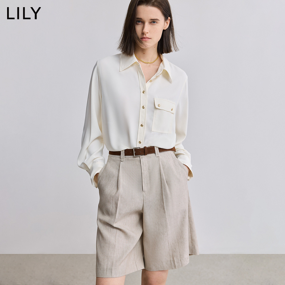 LILY2026春新款女装时尚设计感通勤气质优雅职业宽松垂感长袖衬衫