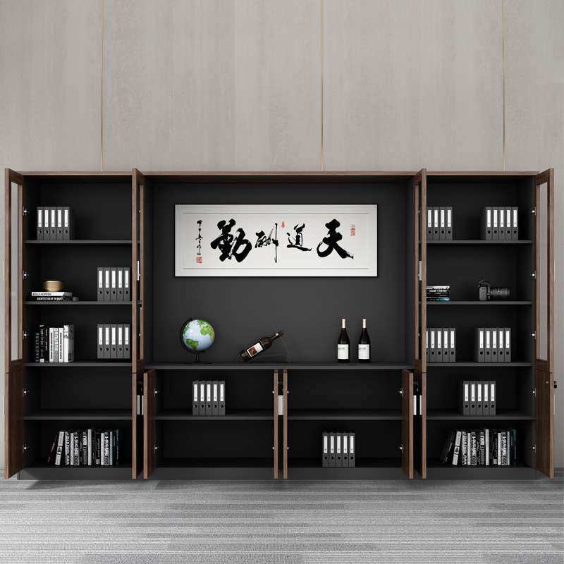 可家具玻璃门文件柜木质资料档案老板背景办公书柜家用办公室柜子
