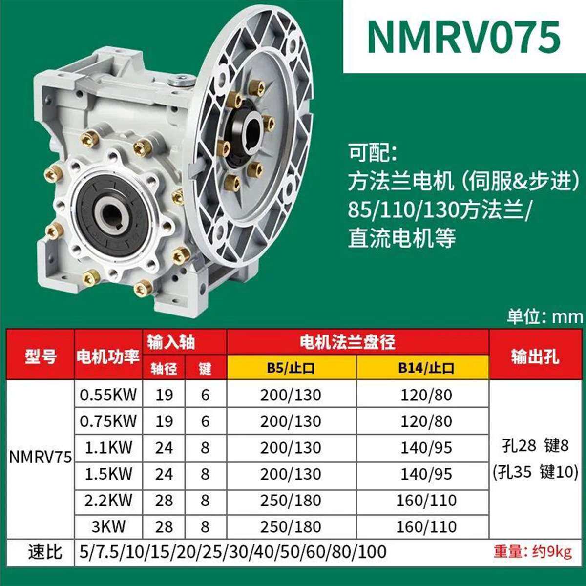 NMRV涡轮蜗杆减速器RV减速机减速箱小型微型步进伺服专用变速箱