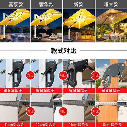 莫家户外伞遮阳伞庭院伞室外伞花园太阳能伞LED发光带灯罗马伞