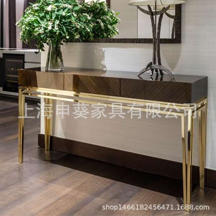 后现代轻奢门厅玄关柜装饰柜简约客厅创意玄关桌样板间酒店玄关台