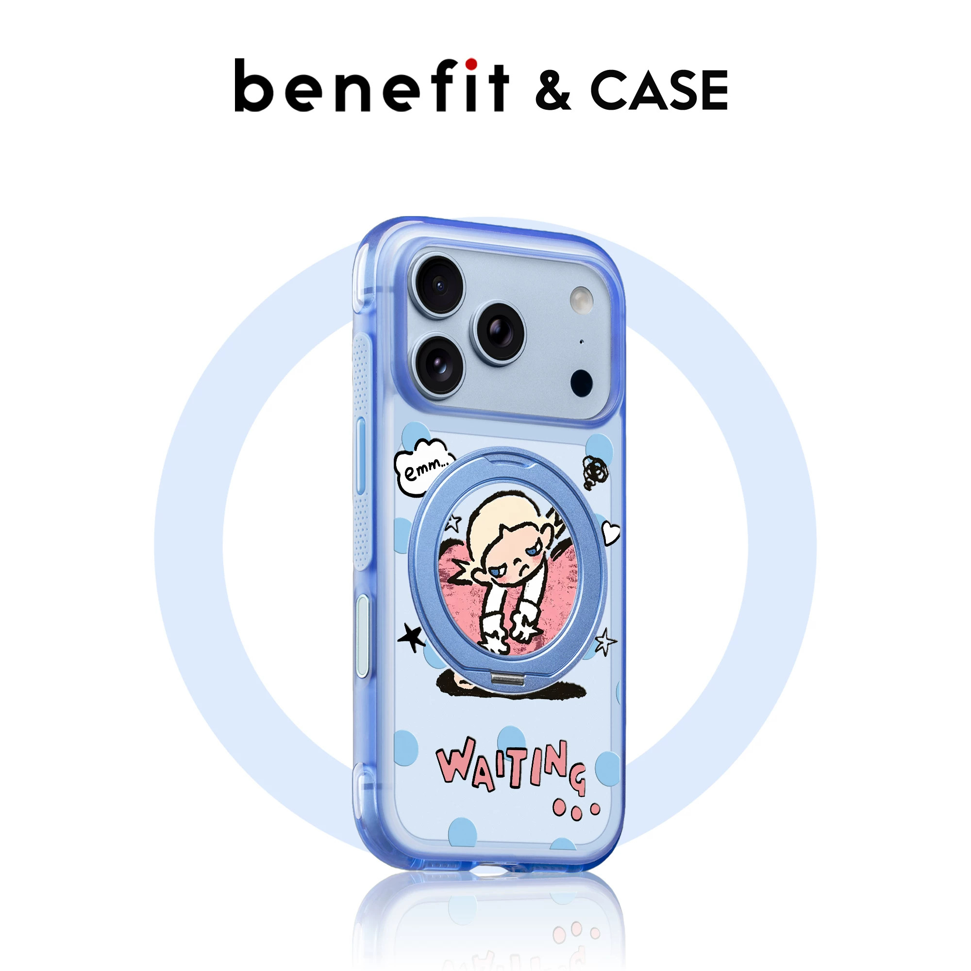 [磁吸支点壳]冰川蓝爱心女孩适用苹果18promax手机壳17promax新款iphone16全包防摔15PM保护套男360旋转女鸿