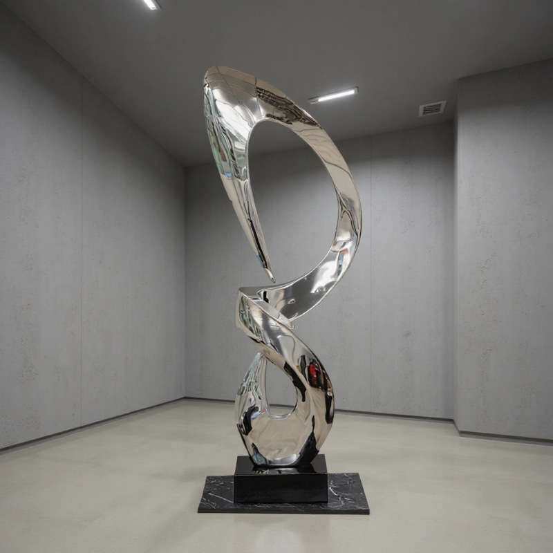 抽象飘带树脂雕塑摆件酒店大堂玄关软装样板间现代轻奢装饰工艺品