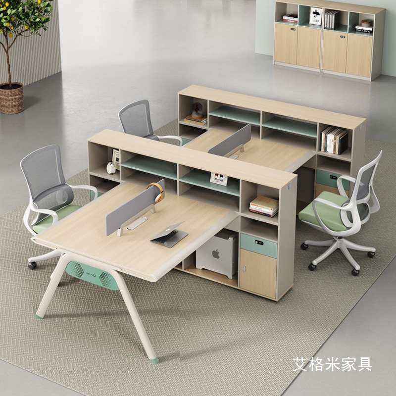 办公桌椅组合简约员工位钢架卡座电脑桌子带柜现代办公室职员桌无