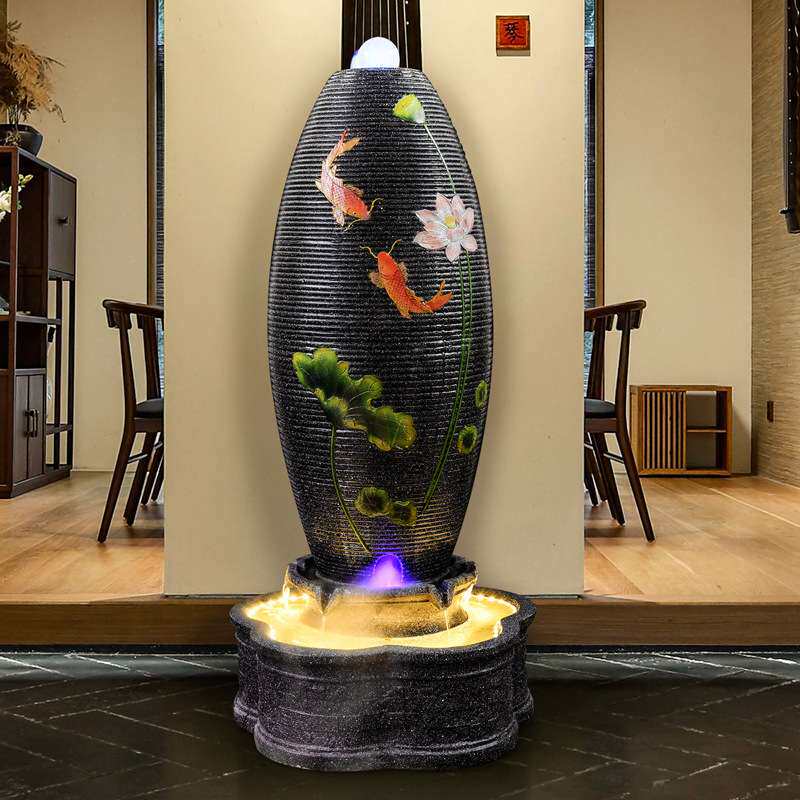欧式流水摆件财蛋喷泉水景客厅装饰落地办公室福蛋加湿器风水轮
