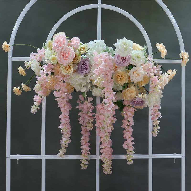 仿真垂吊紫藤花阿勃勒挂花户外婚礼布景装饰园艺壁挂布置拱门绢花