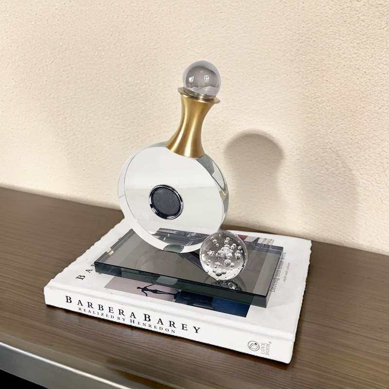 现代简约水晶玻璃琵琶摆件金属工艺品样板房间书客厅桌面摆设饰品