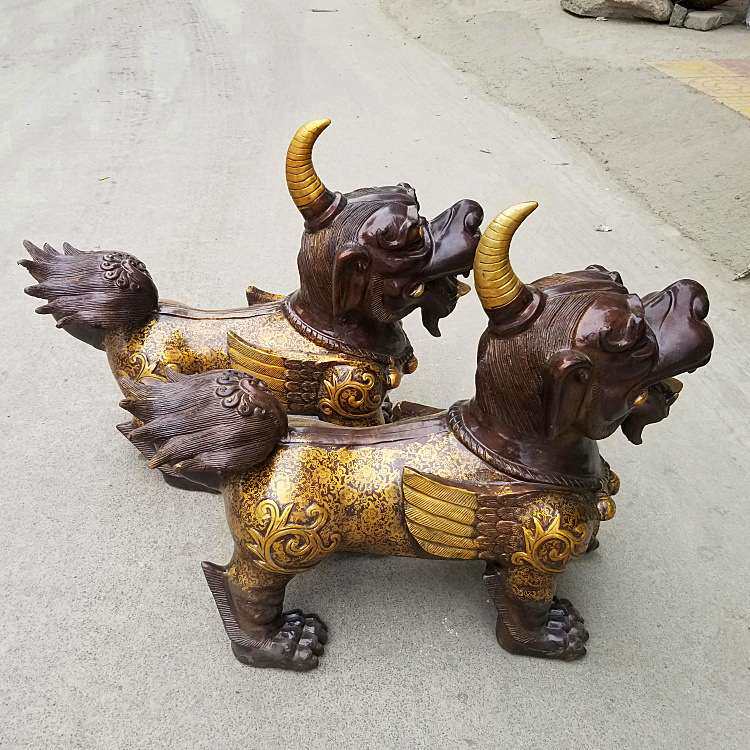 妙音铜艺纯铜鎏金貔貅铜貔貅瑞兽独角兽家居风水铜器工艺摆件
