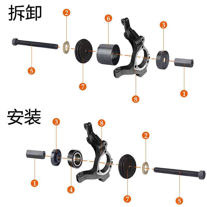 23件套前轮轴承拆装工具 免拆式羊角培林拆卸器 拆前轮轴承汽保