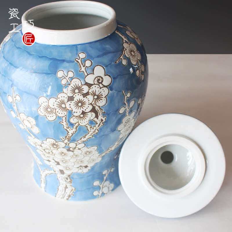 陶瓷罐摆件花瓶青花瓷花插摆设工艺品家居摆件储物罐欧式手工白瓷