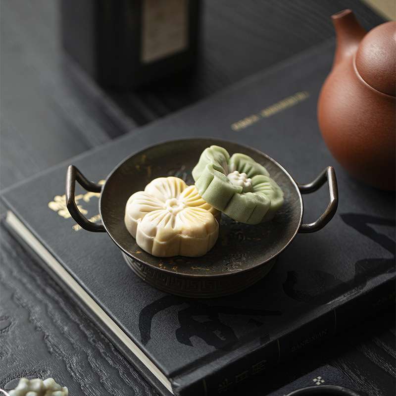 墨己做旧书法雕刻壶承茶道配件干泡茶壶壶承复古日式鎏金壶垫底托
