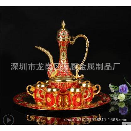 新款欧式酒壶 创意时尚酒壶 合金酒杯 8件套茶具家居软装饰酒具
