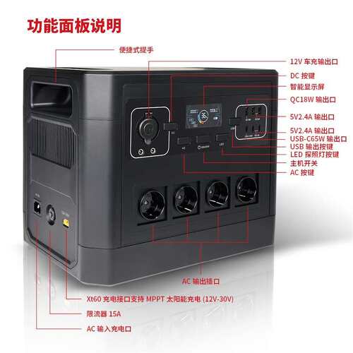 跨境2000W2016WHups应急电源爆款磷酸铁锂便携式户外移动储能电源