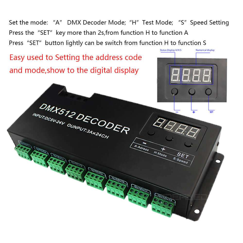 厂家直销24通道DMX512解码器舞台工程DMX控制器RGB灯带控制器