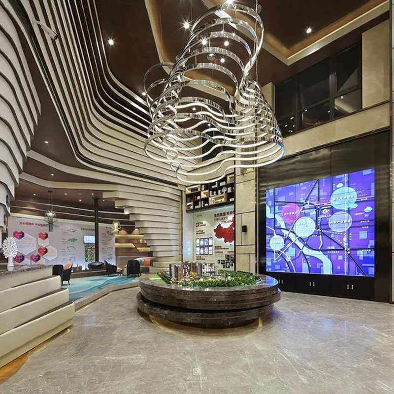 异形吊灯LED不锈钢创意造型商场售楼部沙盘大堂酒店非标工程灯具