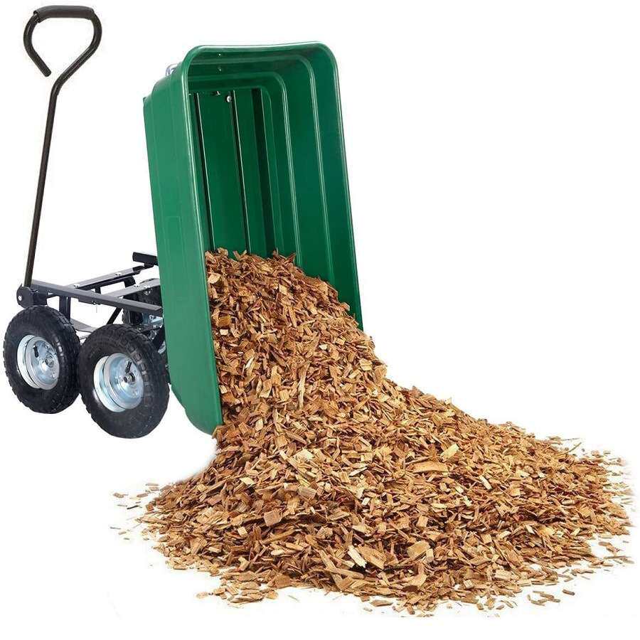 出口园林可翻斗工具车 塑料斗垃圾倾倒拖车 Dump cart