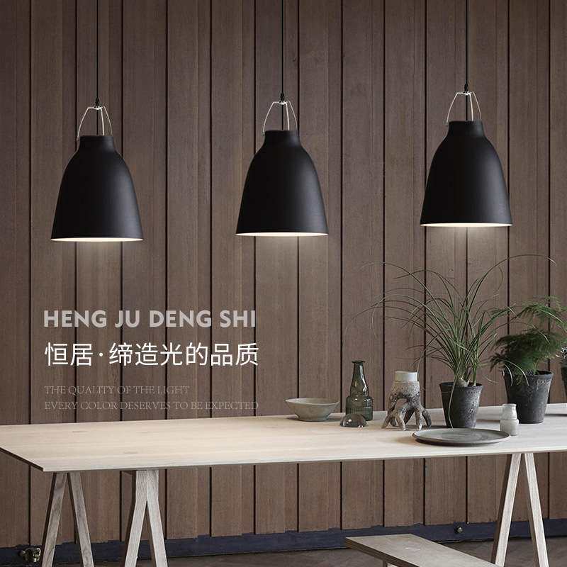 吊灯现代简约单头单个北欧办公室灯大吊罩吧台锅盖工矿灯灯罩灯具