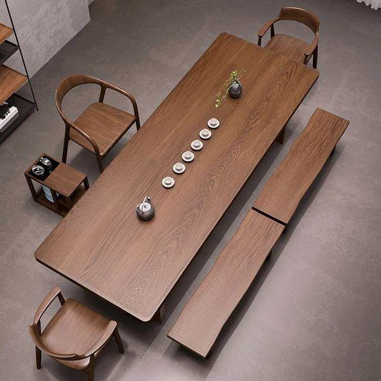 全实木茶桌椅组合简约现代办公室大板茶台客厅家用原木茶几泡茶桌