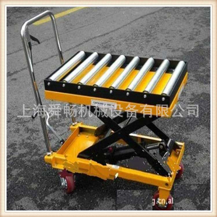 供应滚筒式小型升降平台 剪叉式手推平台升高车 滚轮式液压平台车