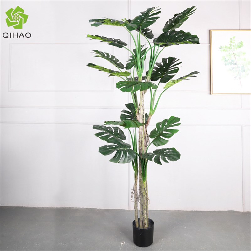 仿真植物龟背叶盆栽 家居办公室仿真树盆景摆件 北欧仿真龟背现货