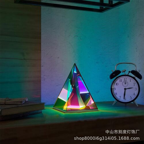 跨境NOXU厂家亚克力三角形魔方RGB炫彩装饰台灯创意个性台灯夜灯