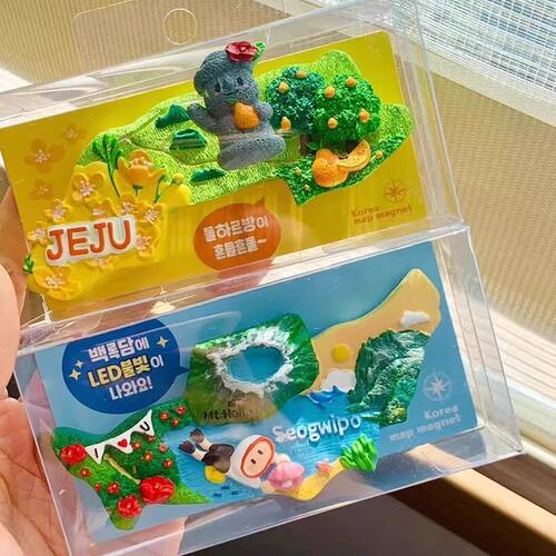 韩国济州岛JEJU冰箱贴小红书同款橘子西归浦海女汉拿山发光冰箱贴