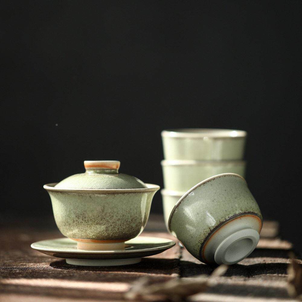 茶0香志野绿三才盖镇碗釉冰裂窑变全开片茶香志野可养景德手工茶