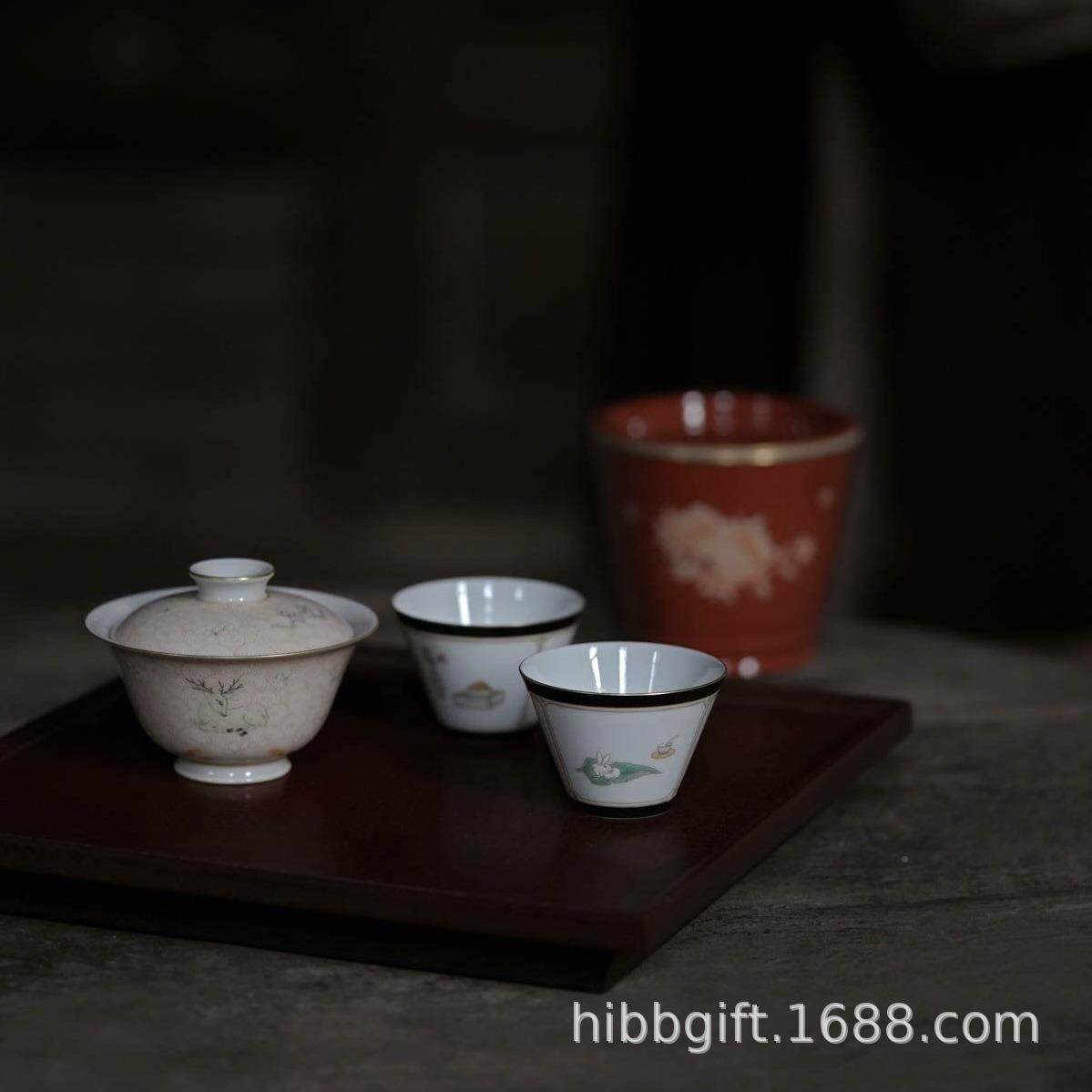 赋堂杯庭山芜杯绿墨边茶清供AL782679主人杯品茶杯个人杯单杯