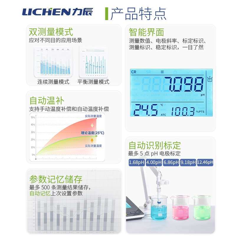 力辰科技实验室PHS系列台式酸度计精密ph计酸碱值电导率仪多参数