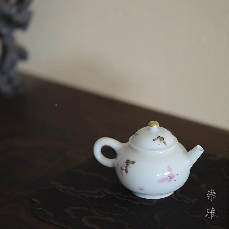 沐言物粉彩隐蝶壶德镇云中式复古釉上手绘见详情景陶瓷人文器茶小