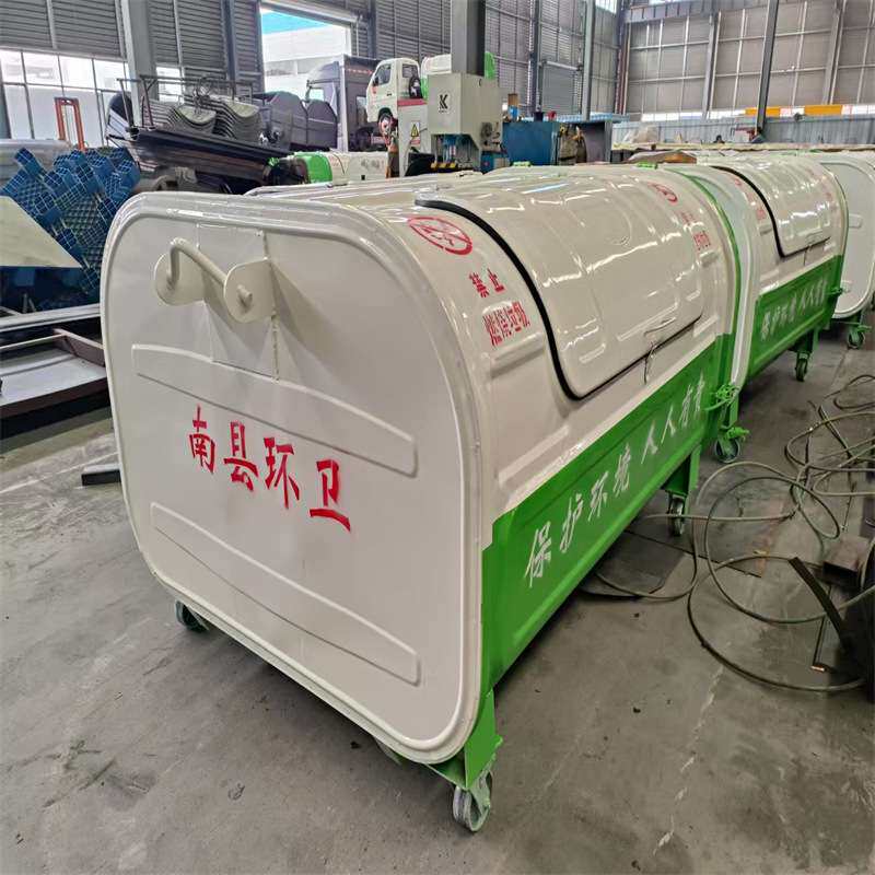 环卫三立方勾臂垃圾箱3吨铁质大垃圾桶5立方挂车垃圾站垃圾中转箱