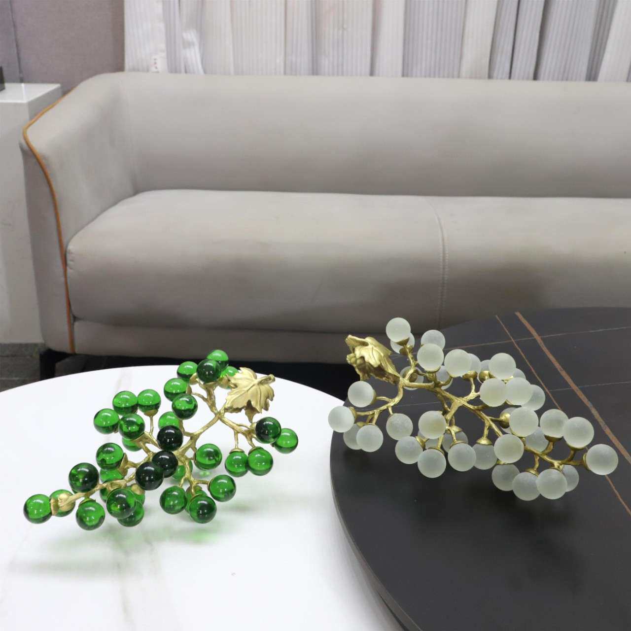 现代简约高档金属仿真水晶葡萄桌面摆件酒架装饰品样板房软装搭配