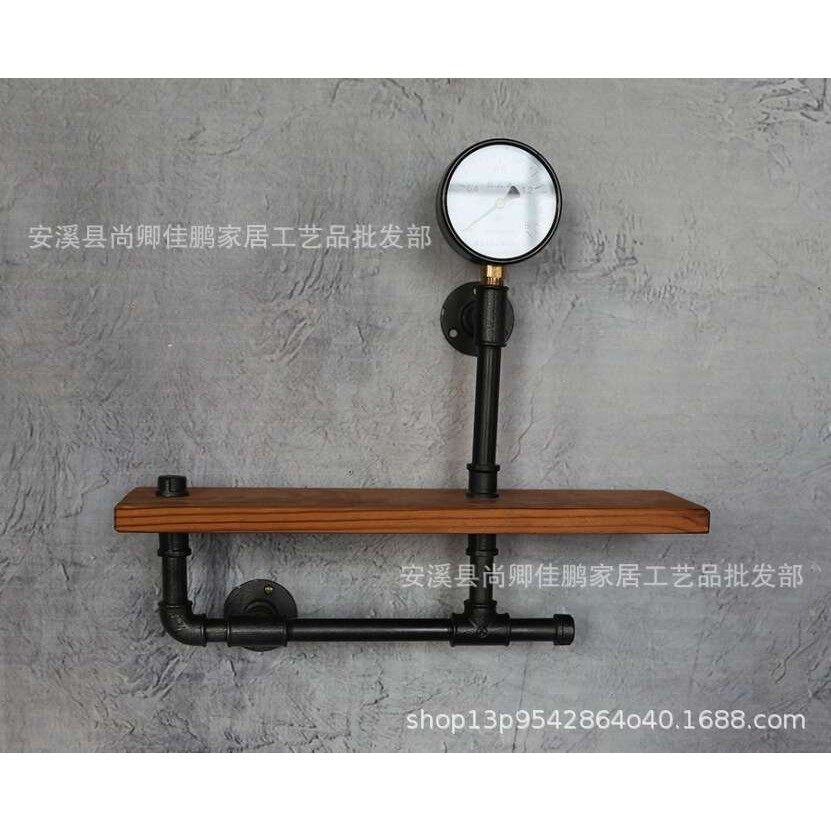 铁艺复古工业风水管置物架墙上装饰书架盆栽架卧室书房装饰高承重
