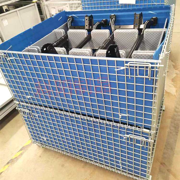 重型仓储笼折叠铁框蝴蝶笼金属网格周转框带轮推车式铁笼线网铁箱图片