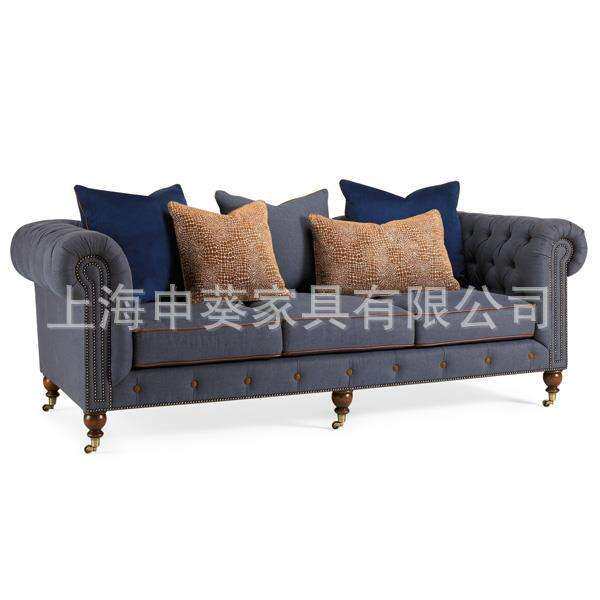进口亚麻布布艺沙发美式布艺沙发组合新款家具 沙发工厂直销