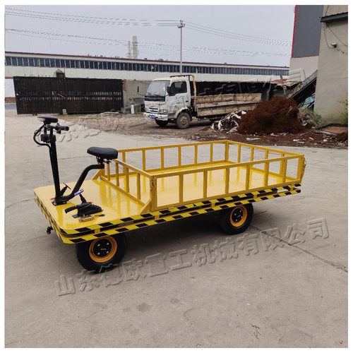 小型电动式平板运输车 四轮楼道杂物搬运车 车间厂区装载工具车
